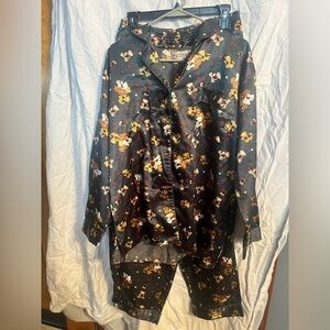 Jenny Buchanan Pajama Set Womens medium teddy bears and hearts forest green